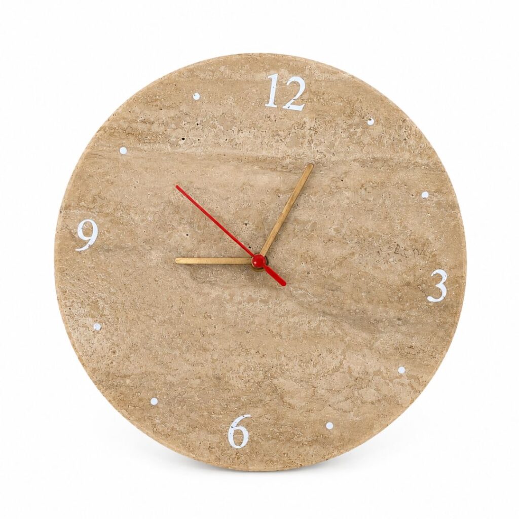 Home orologio da parete in travertino naturale – eleganza materica e design essenziale